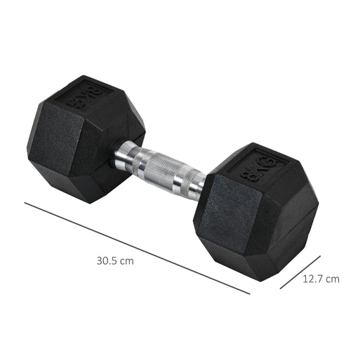 2x8kg Hexagonal Dumbbell Rubber Weights - Gym Fitness Lifting Home